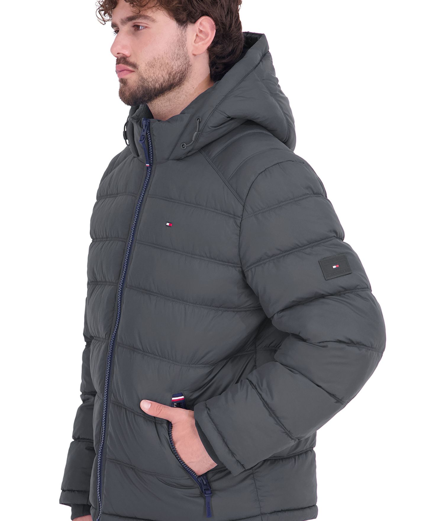 Мужская куртка Tommy Hilfiger Hooded Puffer, цвет: Угольный — фото 3