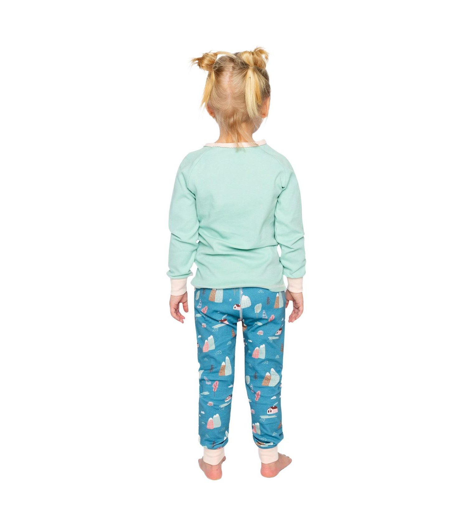 Little and Big Girl 6-12 Cotton Two Piece Pajama Set House Print