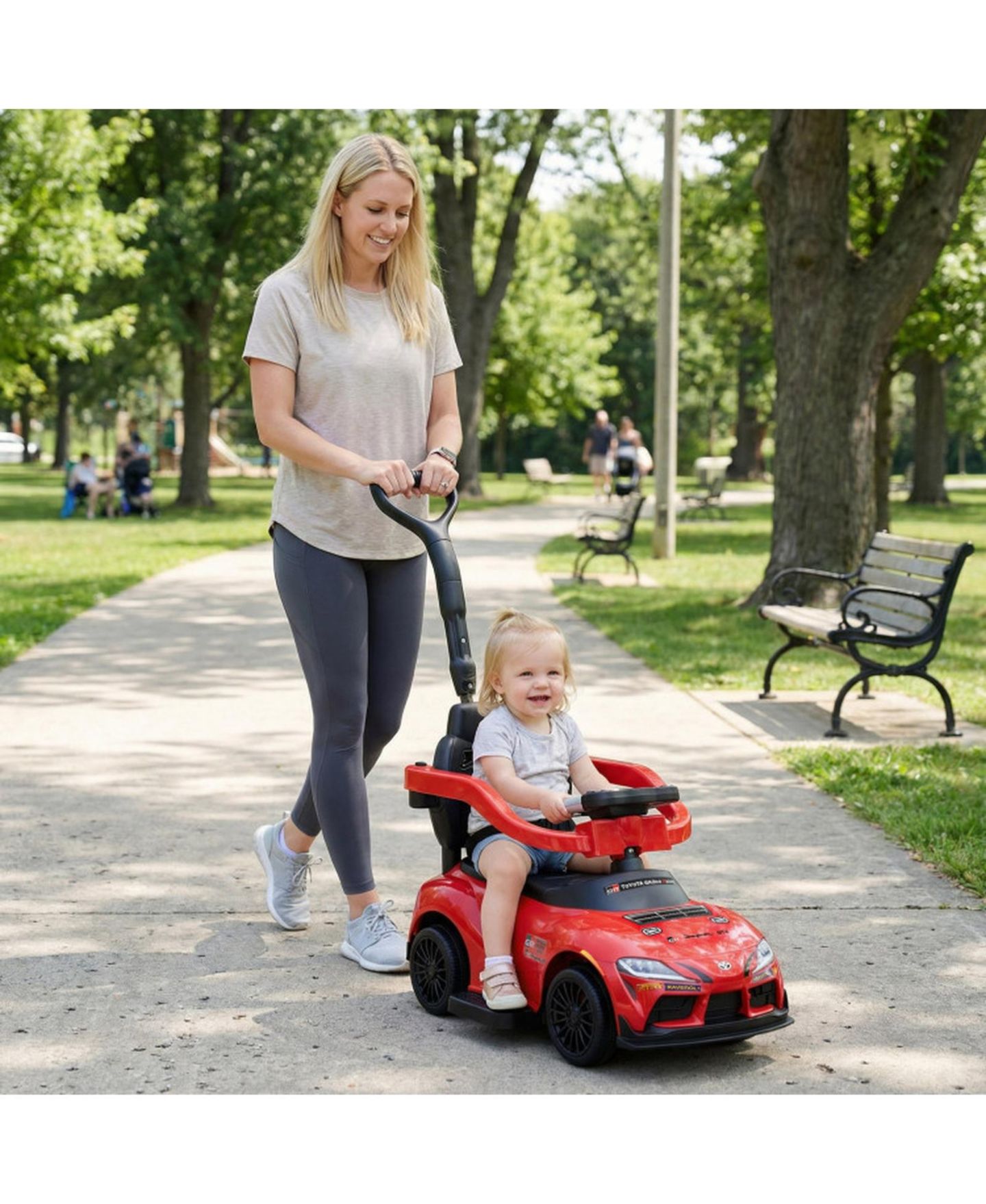 Детская игрушка HONGGE 3-in-1 Licensed Toddler Push Car with Parent Handle and Ride-On Modes, Ages 1.5-5, цвет: Красный — фото 2