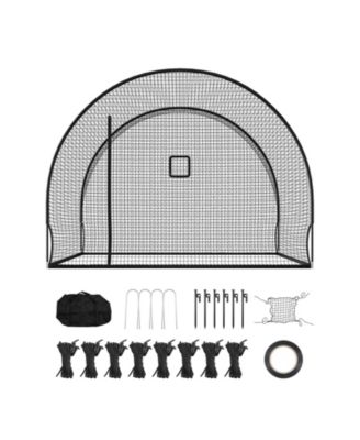 Freestanding Baseball Batting Cage 12 x 10.2 x 7.6 ft with 4-Ply Knotless Netting and Pitching Machine Opening