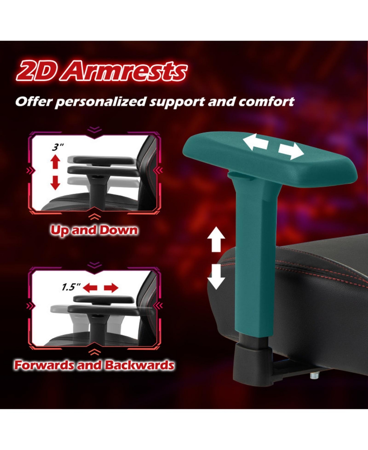 Sugift Ergonomic High Back Gaming Chair with Magnetic Headrest and Lumbar Pillow