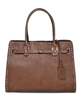 Westland Large Studded Leather Satchel Bag