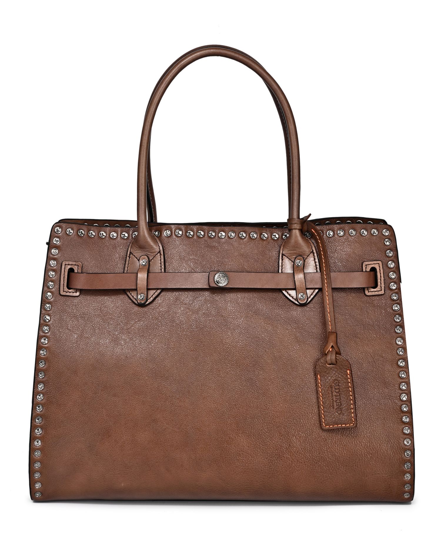 Westland Large Studded Leather Satchel Bag