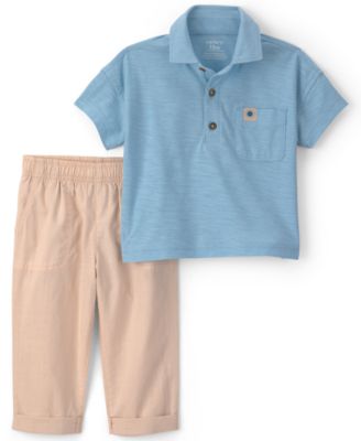 Baby Boys' Short-Sleeve Polo Shirt and Roll-Cuff Pants, 2-Piece Set