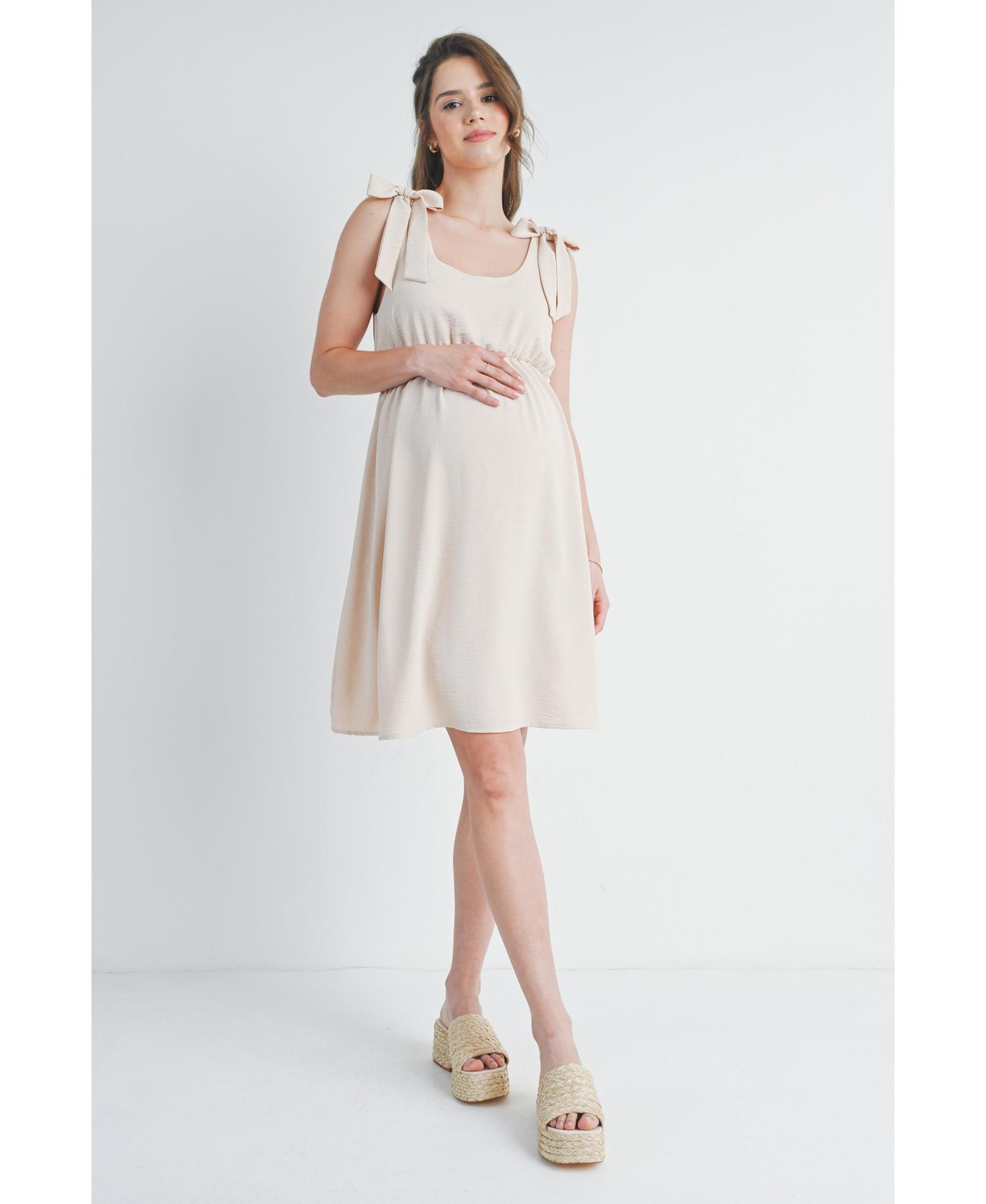 Maternity Empire-Waist Scoop-Neck A-Line Dress