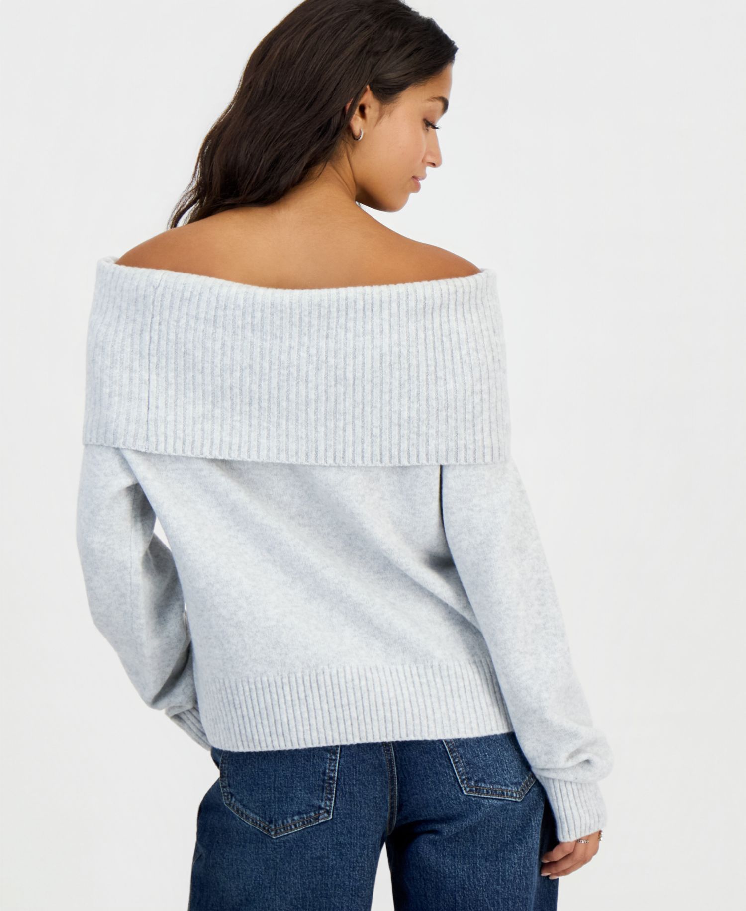 Juniors' Marilyn Off-the-Shoulder Oversized Sweater