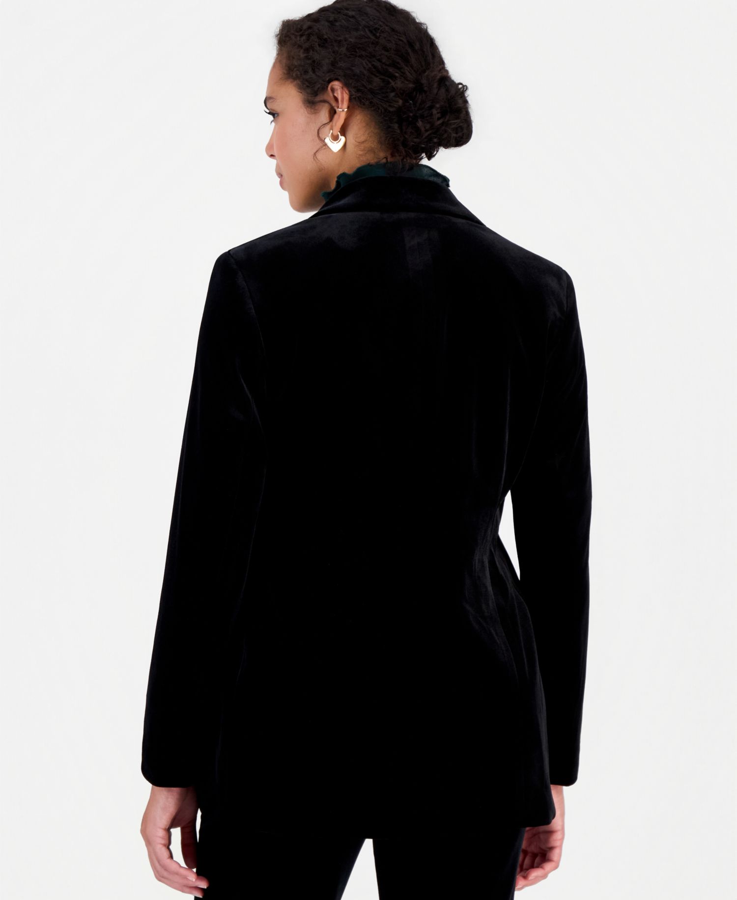 Women's Velvet Faux Double-Breasted Blazer
