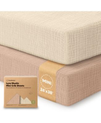 Lyra Muslin Mini Crib Sheets for Boys, Girls, 2-Pack Soft Organic Cotton Pack and Play Sheets Fitted, 38x26