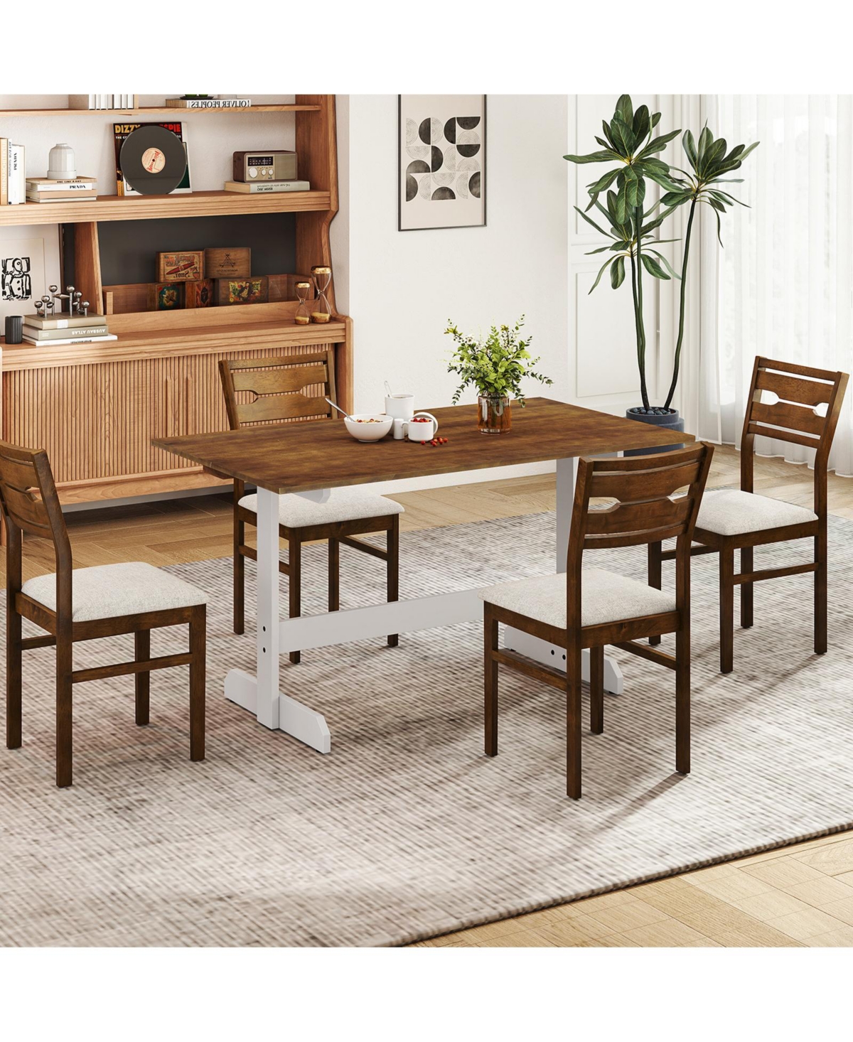 Mecale 55-Inch Rectangular Dining Table with Trestle Base for 4-6