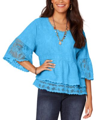 Petite Lace Double Bell Flounce Top