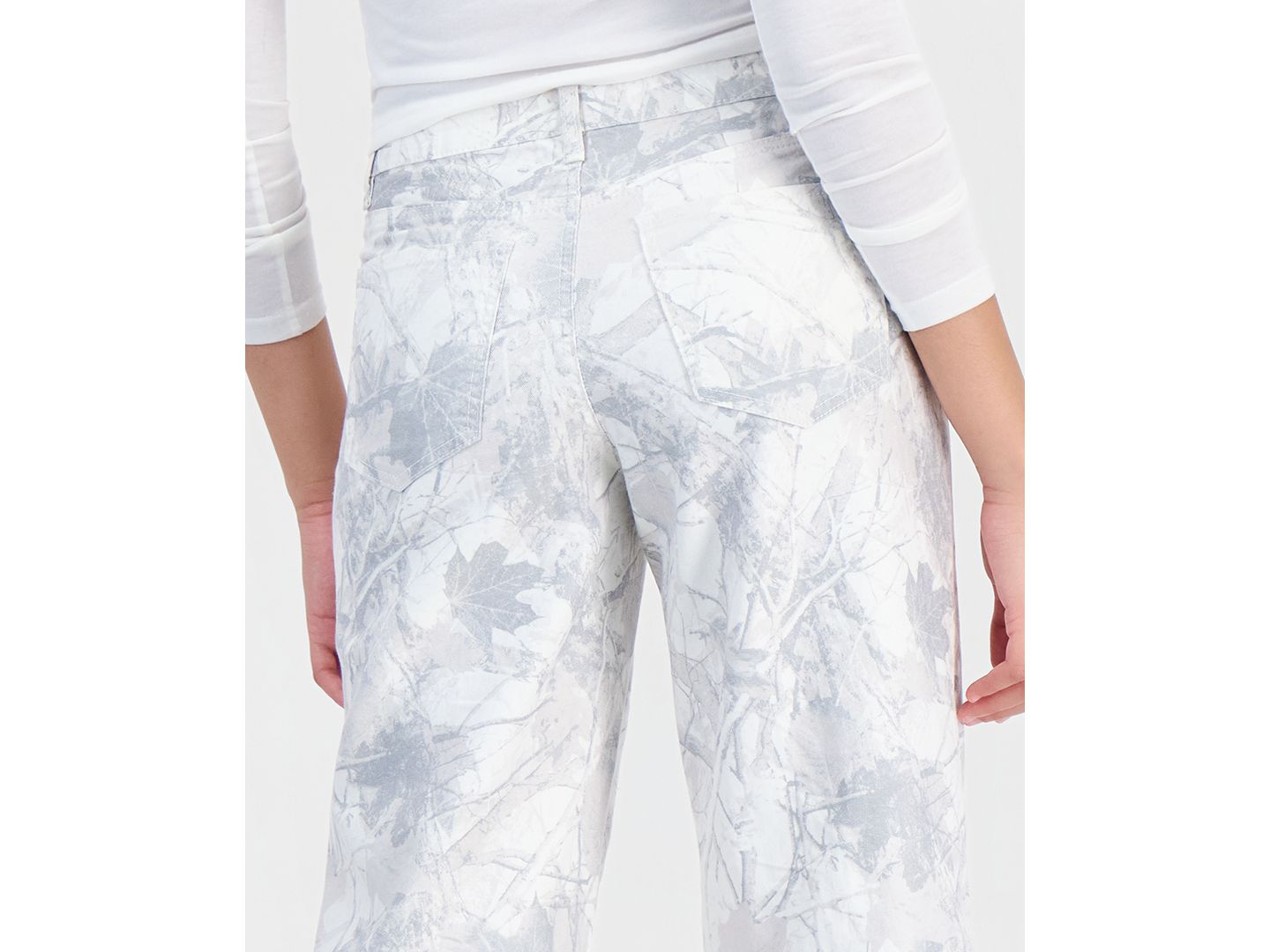 Женские джинсы Madden Girl Juniors' White Tree Camo High-Waisted Wide-Leg, цвет: Белый камуфляжный — фото 4