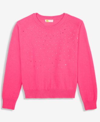 Girls' XS-XL Sequin Ultrasoft Crewneck Long-Sleeve Sweater