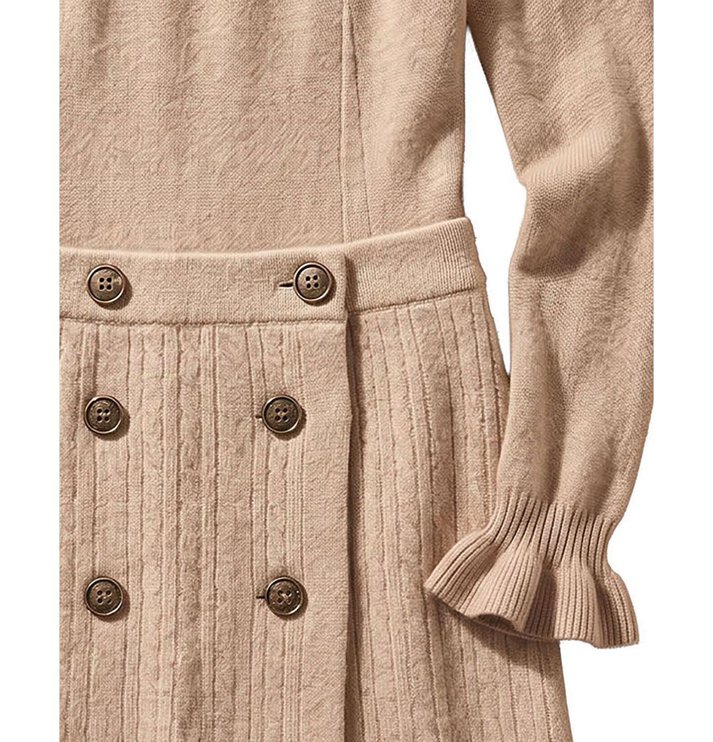 Платье Hope & Henry Organic Mock Neck Ruffle Edge Sweater Dress для девочек, цвет: Верблюжий меланжевый — фото 3