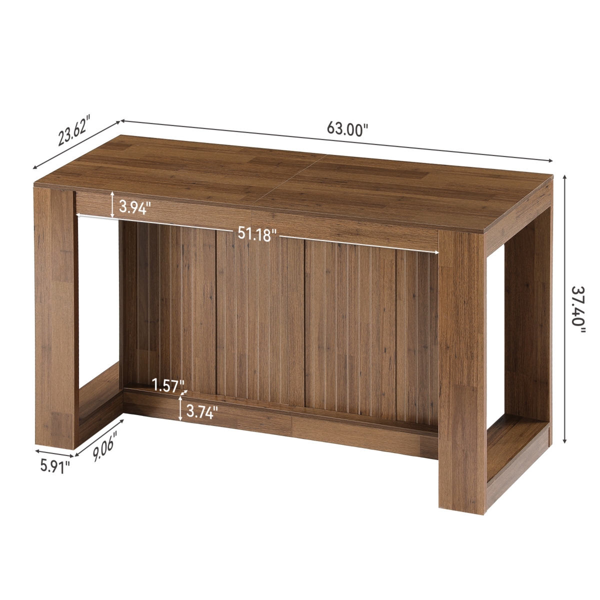 Tribesigns Industrial Bar Table for 4-6, Rectangle Counter Height Pub Table