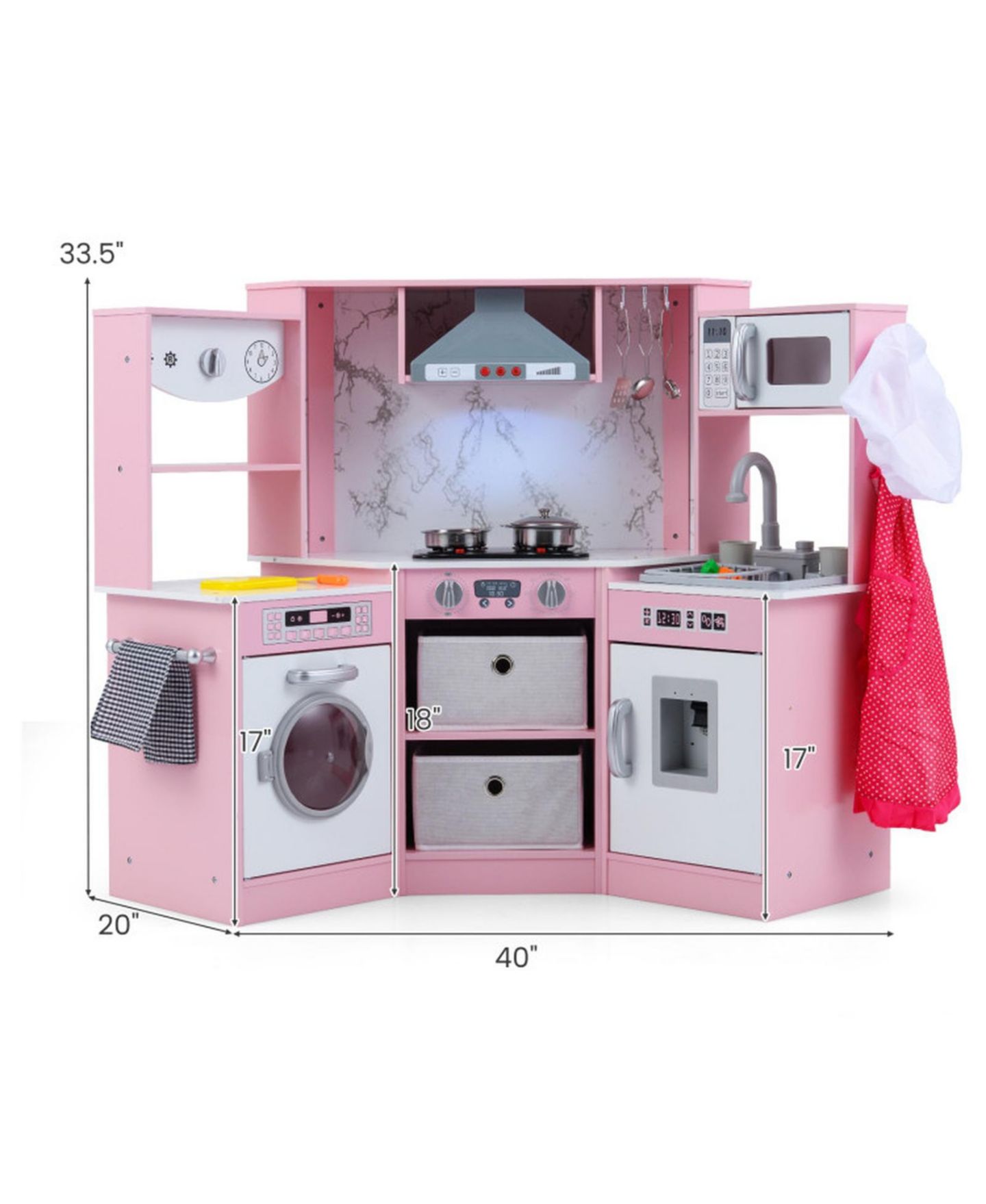 Детская игрушка SUGIFT Interactive Play Kitchen with Circulating Water Sink and Lights and Sounds, Ages 3+, цвет: Розовый — фото 3