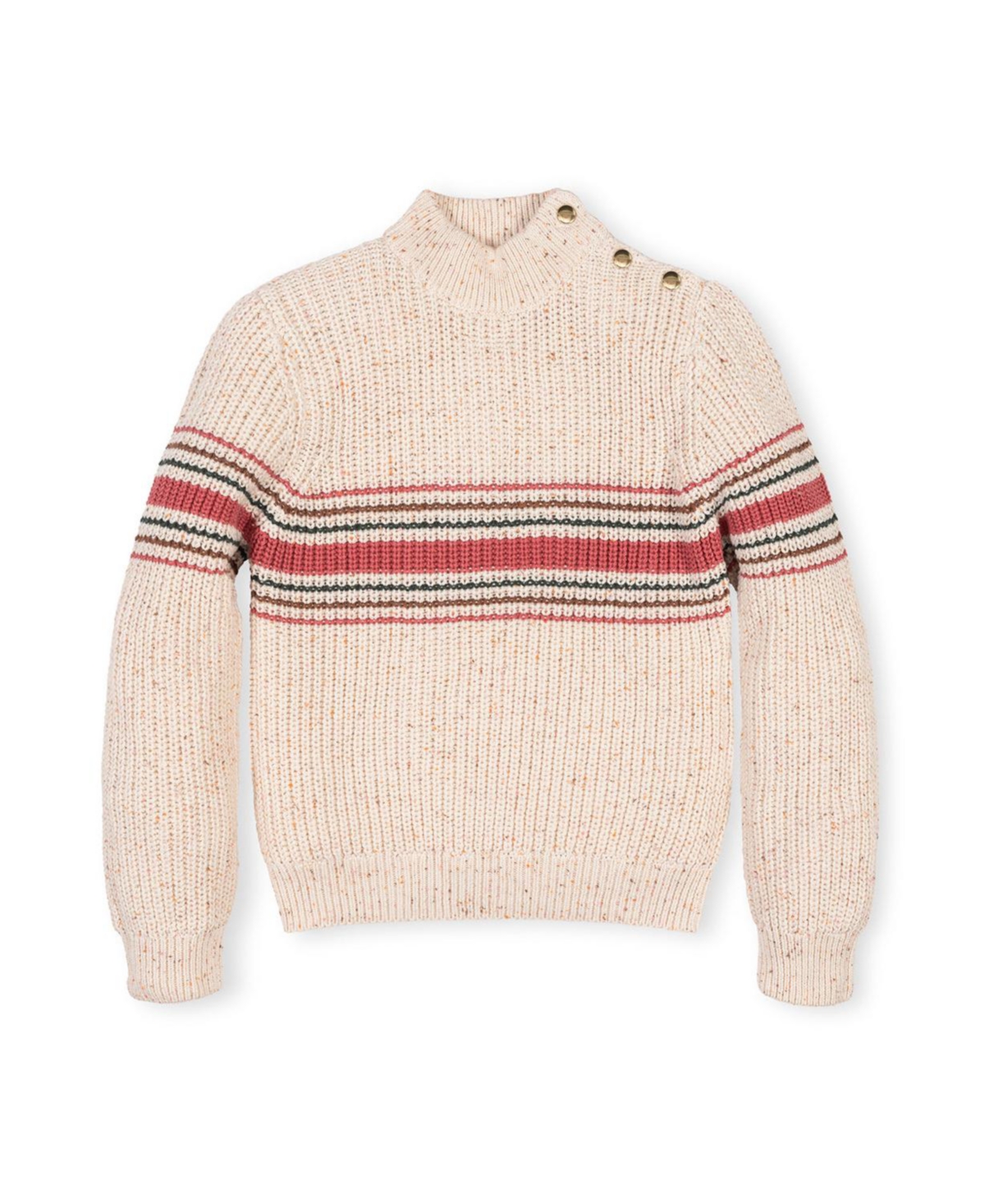 Hope & Henry Little and Big Girls (Xxs - L) Organic Mock Neck Sweater with Buttons