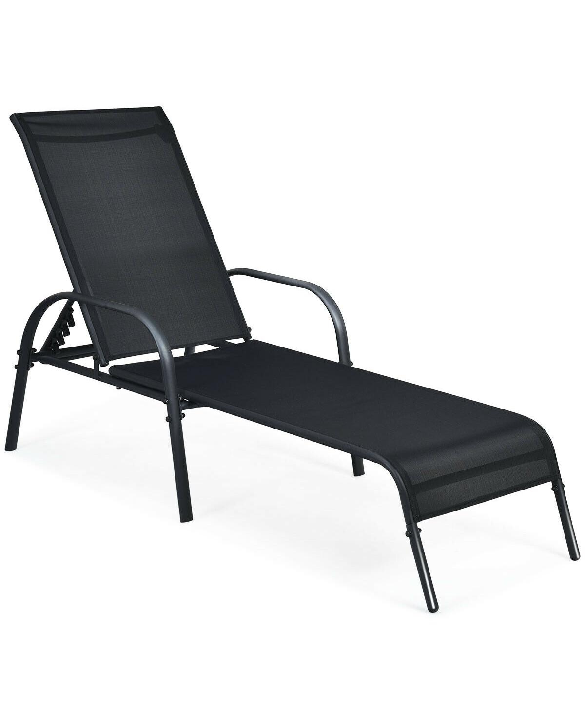 Mecale Adjustable Folding Patio Chaise Lounge Chair with Backrest