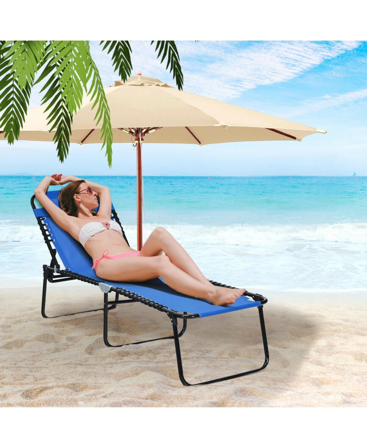 Mecale Foldable Reclining Lounge Chair with Adjustable Backrest