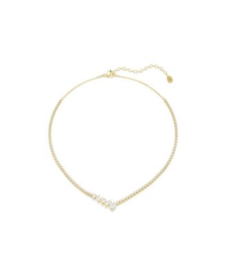 Gold-Tone Plated White Crystal Necklace