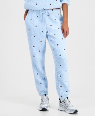 Juniors' Sherpa Embroidered Joggers