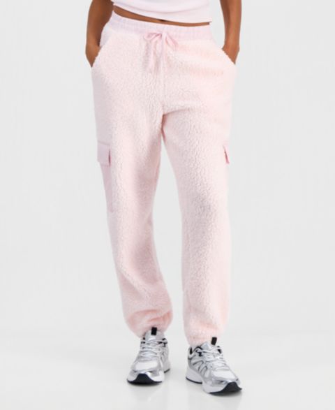 Женские брюки Hippie Rose Juniors' Sherpa Cargo Mid-Rise, цвет: Ballet Slipper