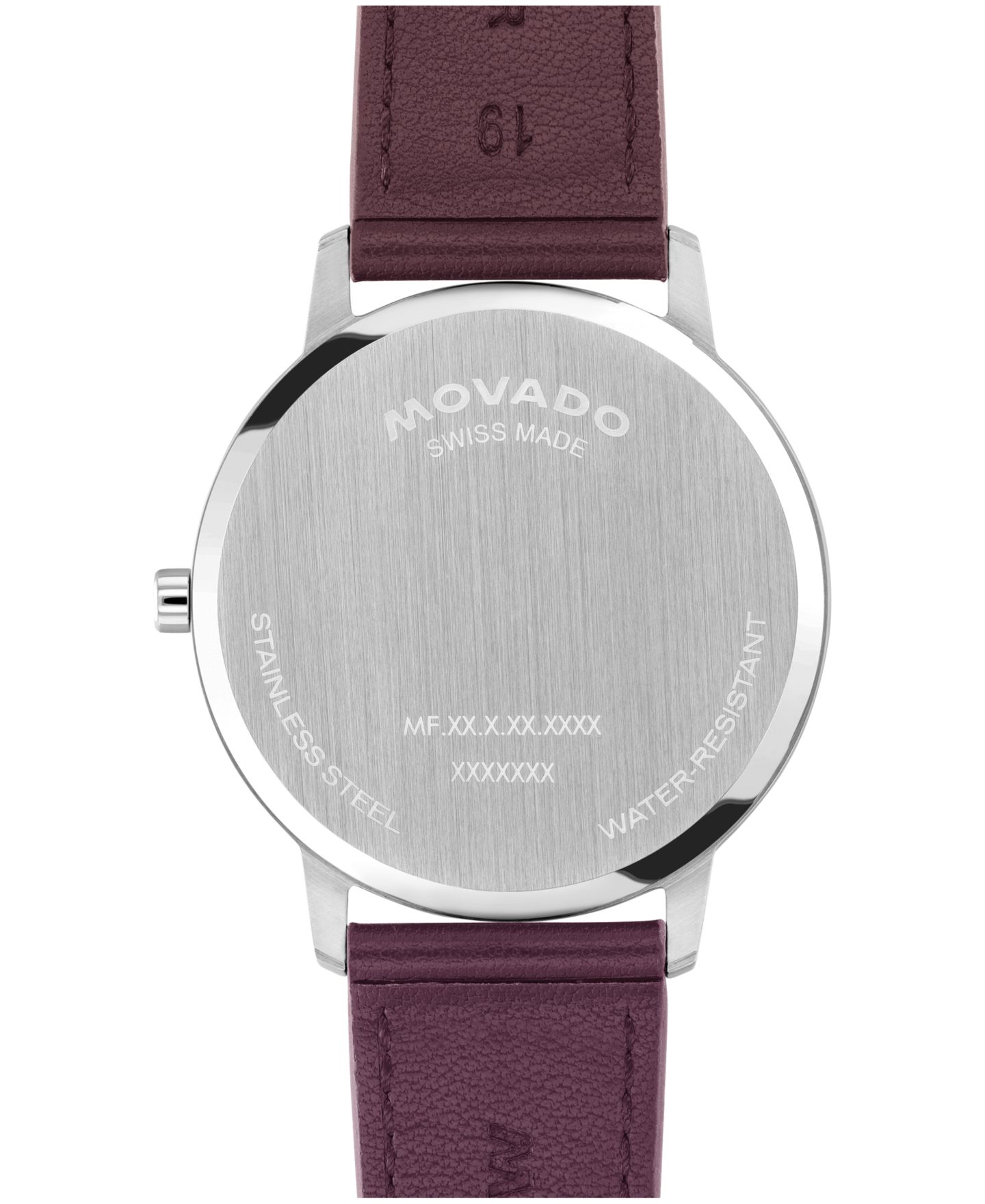 Мужские часы Movado Face Swiss Quartz Dark Cherry Leather Watch 39mm — фото 3