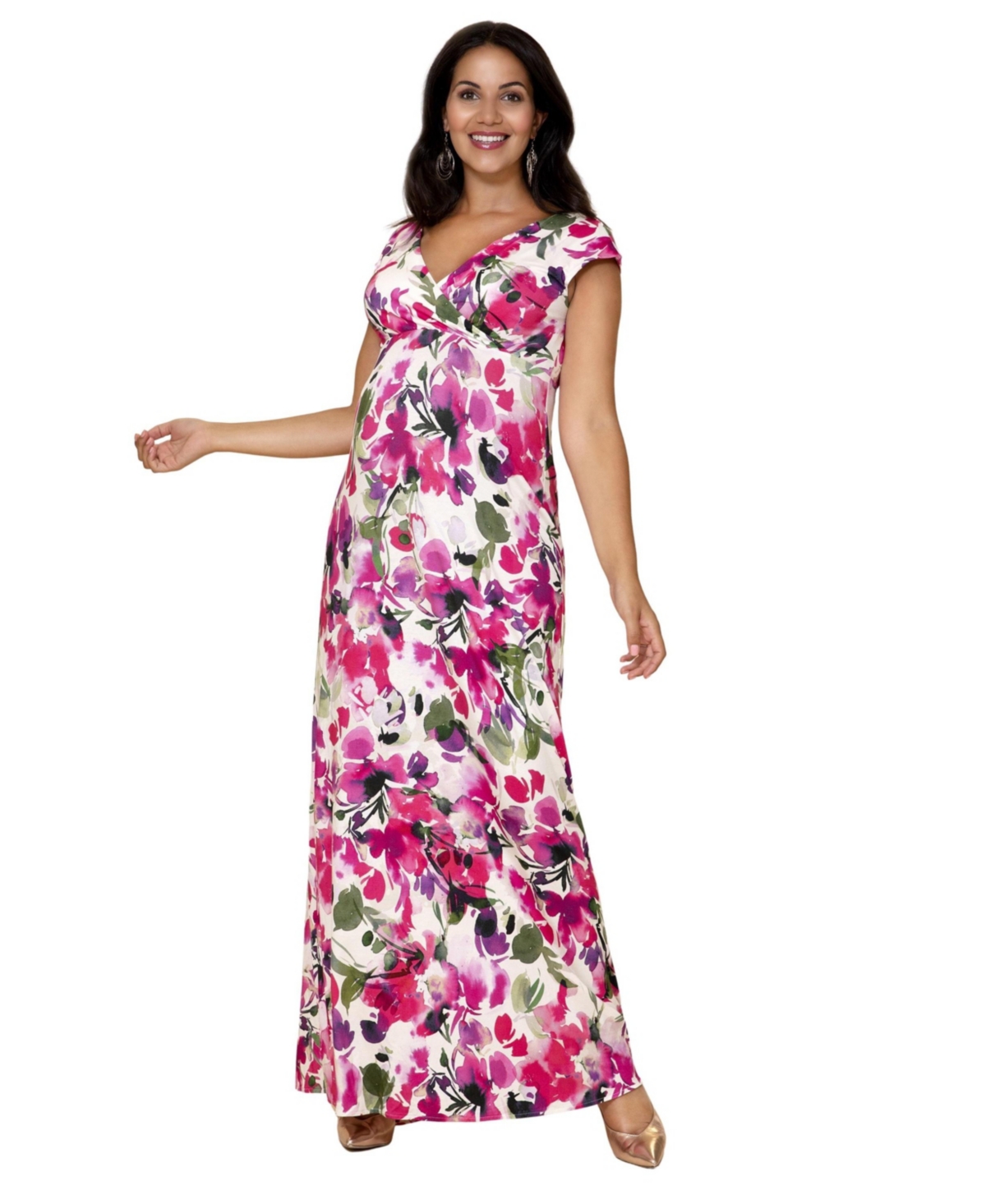 Tiffany Rose Maternity Alana Maxi Floral-Print V-Neck Empire-Waist Dress