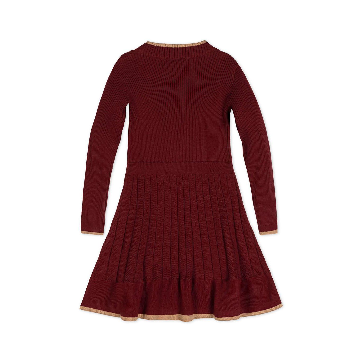 Little and Big Girls (6 - 12) Organic Mock Neck Flounce Hem Sweater Dress