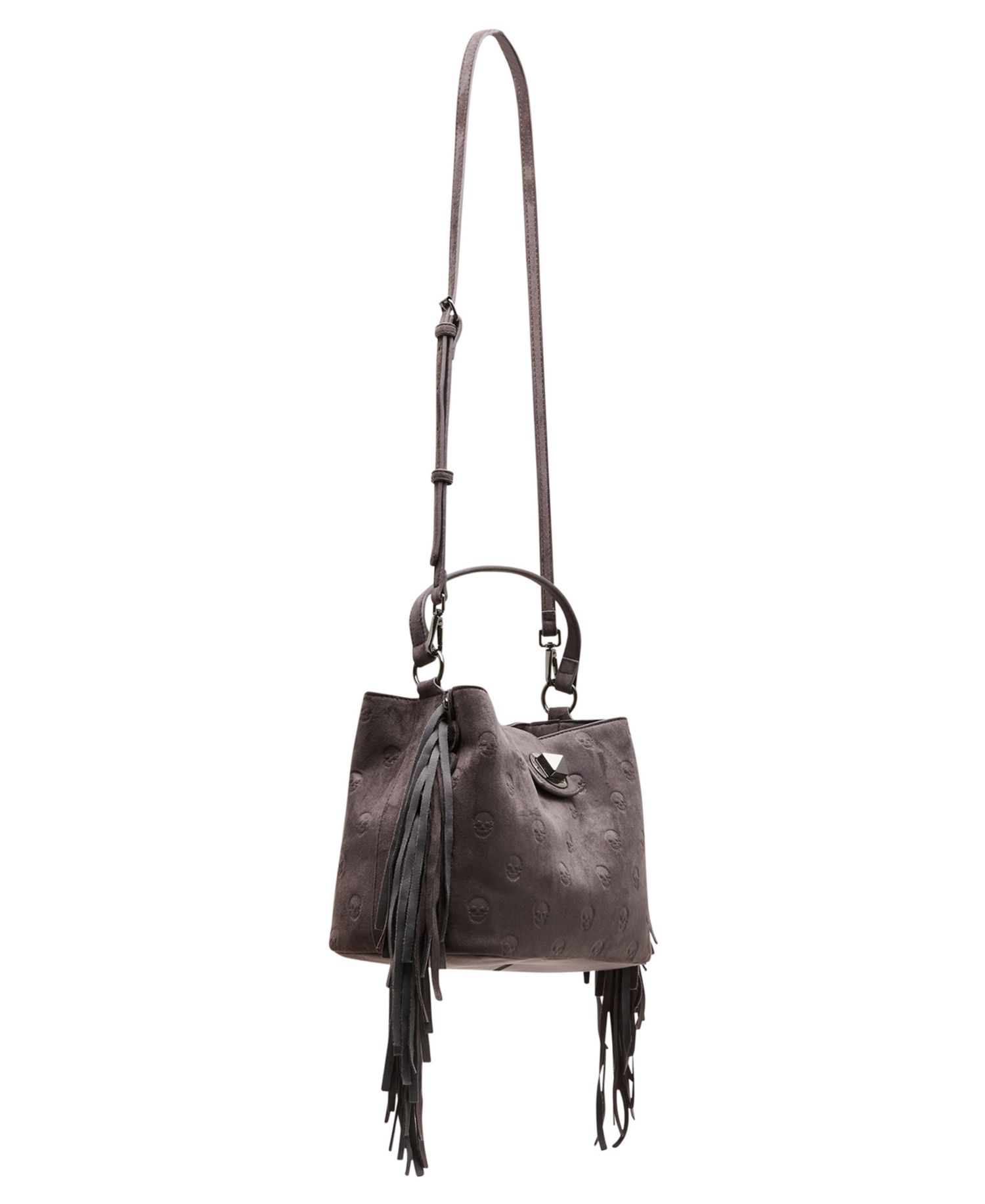 Skully Fringe Small Bucket Shoulder Handbag
