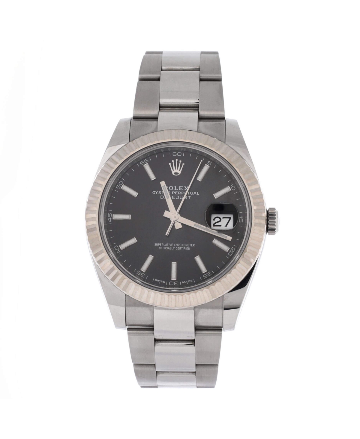 PreOwned Rolex Oyster Perpetual Datejust Automatic Watch in Stainless Steel and White Gold 41mm  Dial color black