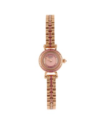 Pre-Owned Hermes Faubourg Quartz Watch in Rose Gold with Diamond and Pink Sapphire Bezel, Dial and Bracelet 16mm