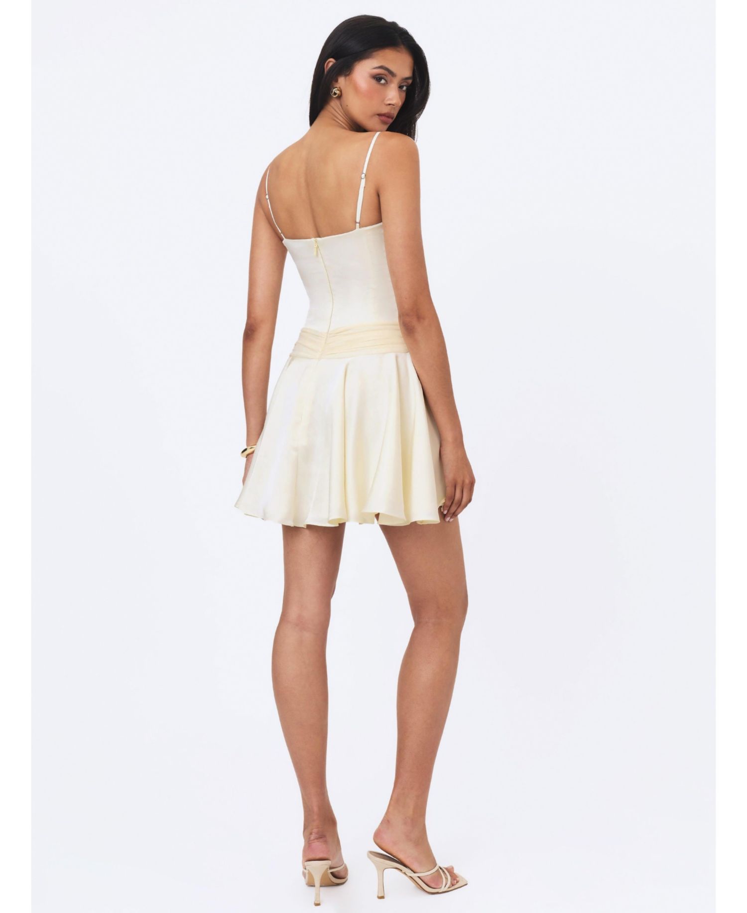 Women's Yvonne Asymmetrical Ruched Sweetheart Neck Mini Dress