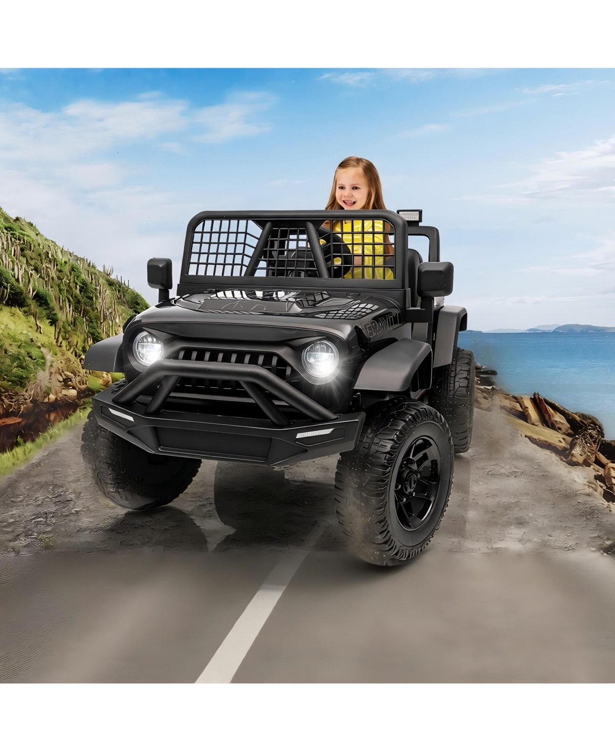 38 x 24 in Kids 12V Ride On Car with Remote Control, Off-Road Electric Suv Toy for Ages 3-6, Dual Drive Outdoor Battery Car