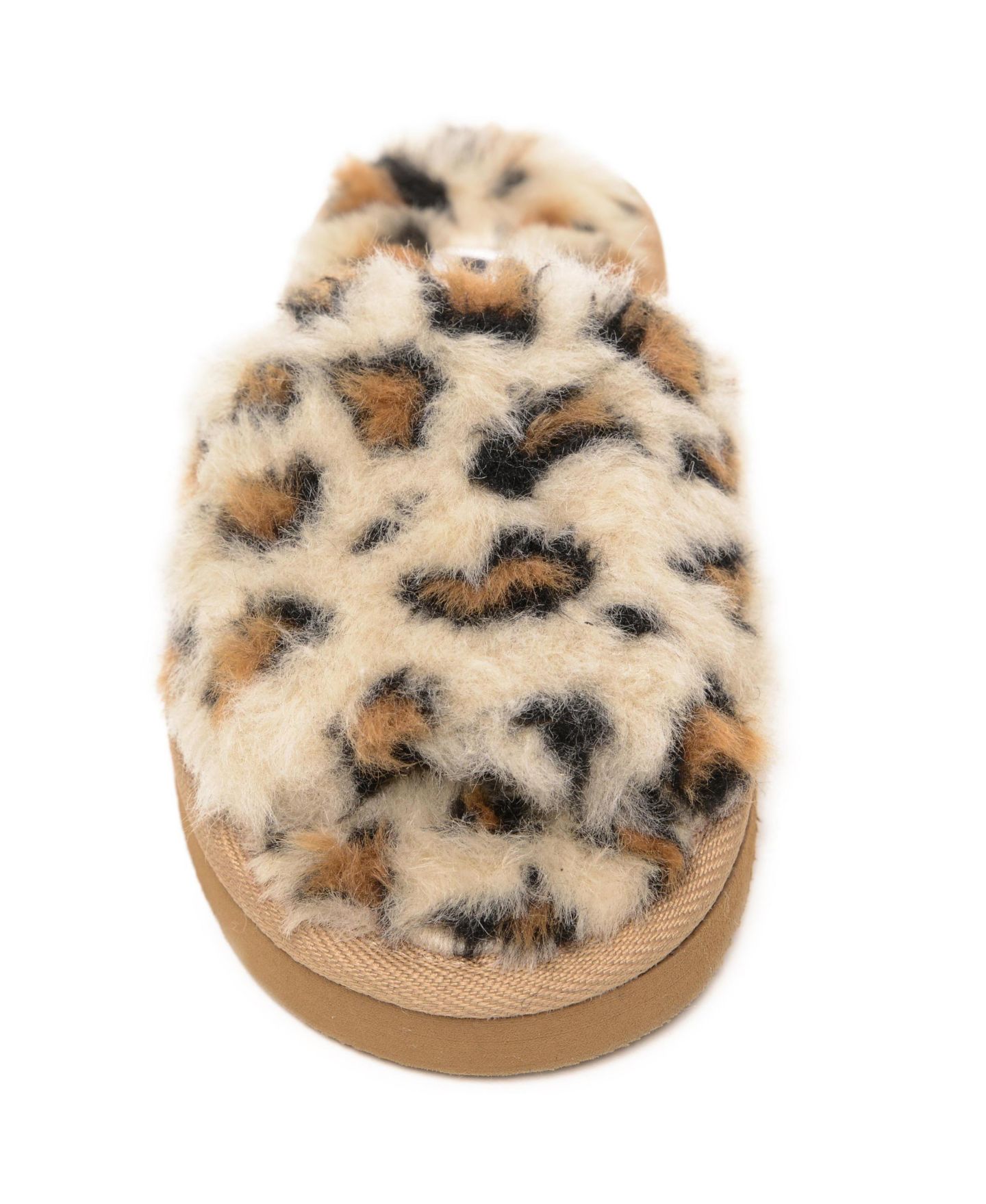 Детские тапочки Minnetonka Lyla Faux Fur Slide Slippers, цвет: Кремовый леопардовый — фото 4