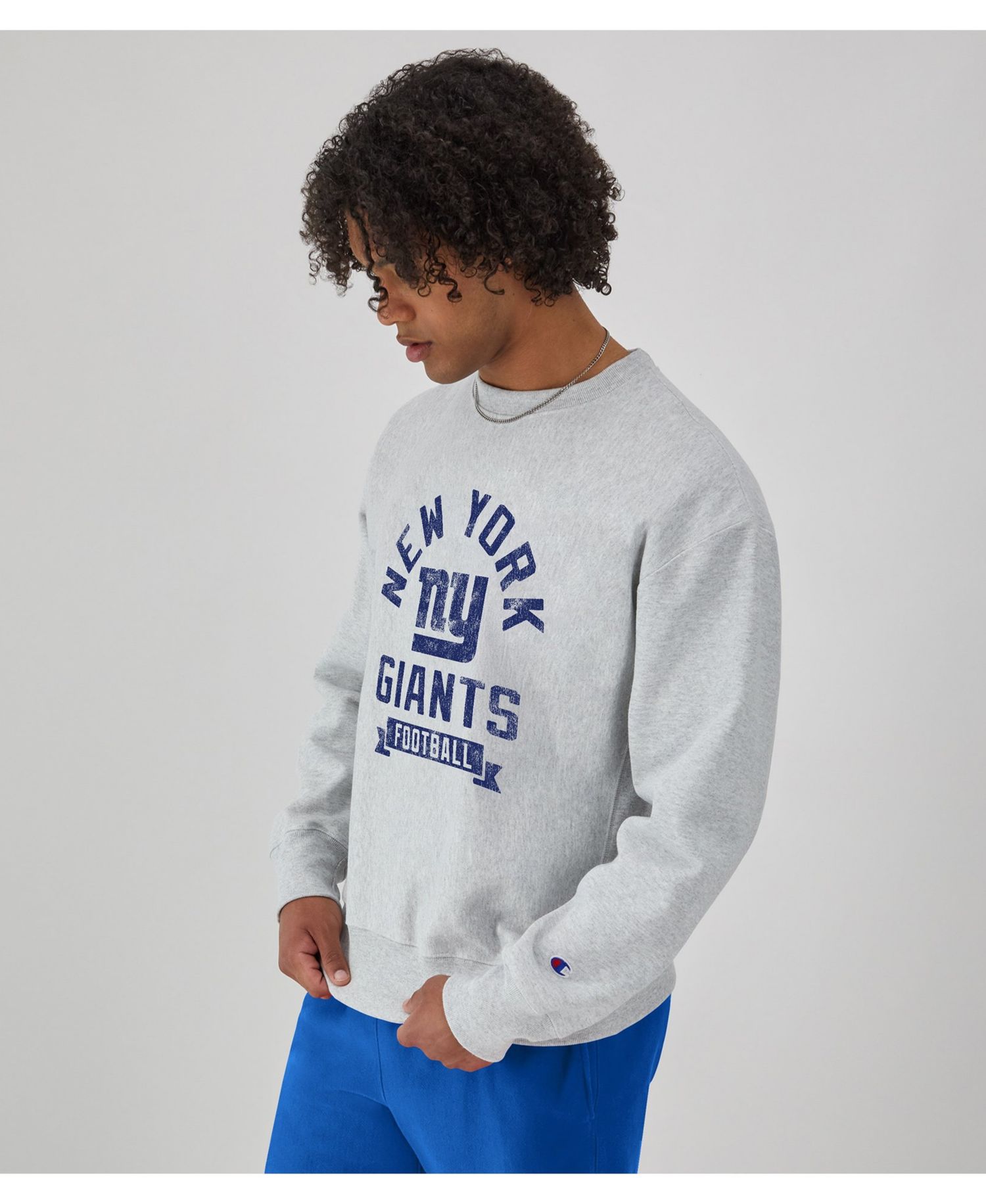 Men's Heather Gray New York Giants Reverse Weave Fleece Pullover Sweatshirt