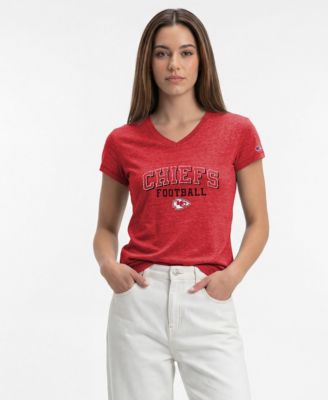 Women's Kansas City Chiefs Triumph Tri-Blend V-Neck Distressed Graphic T-Shirt