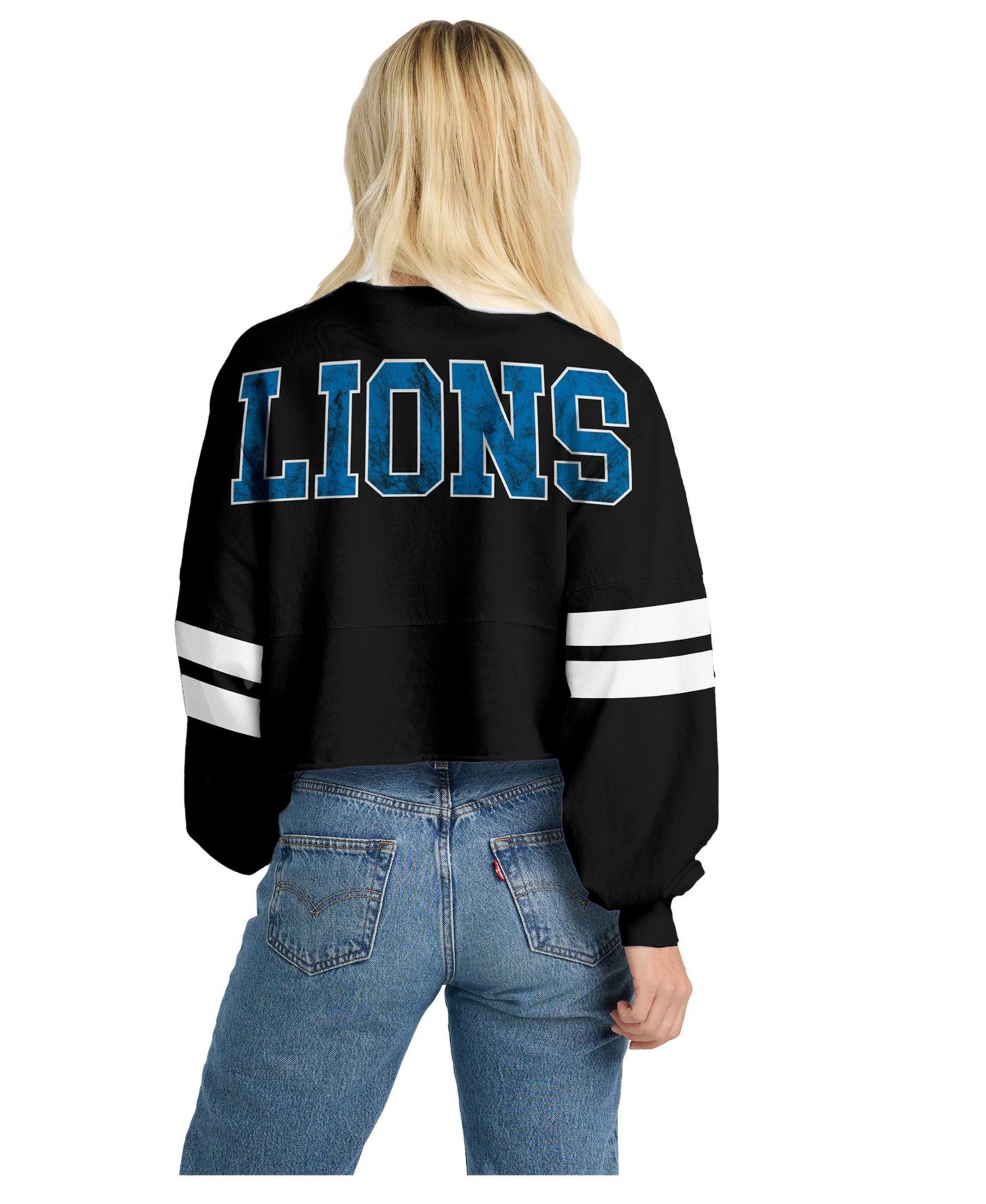 Women's Detroit Lions Oversized Cropped Long-Sleeve T-Shirt
