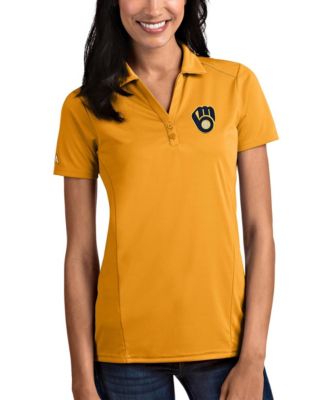 Women's Gold Milwaukee Brewers Tribute Polo Shirt