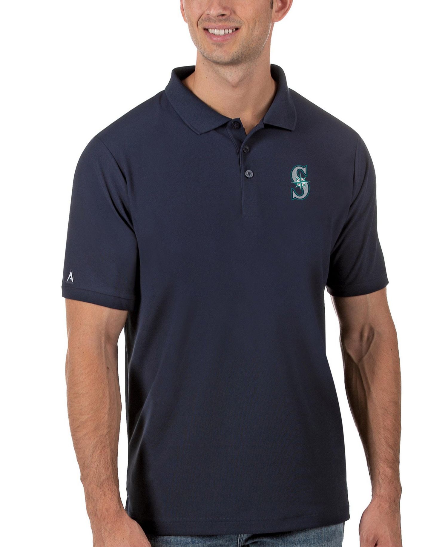 Men's Navy Seattle Mariners Legacy Pique Polo Shirt