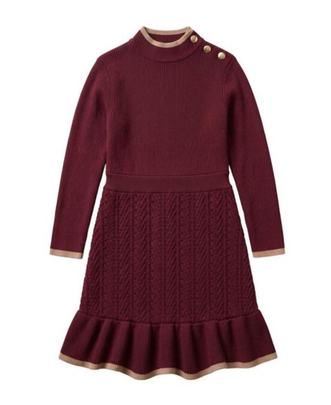 Платье Hope & Henry Organic Mock Neck Flounce Hem Sweater Dress для девочек-малышей, цвет: Тёмно-бордовый