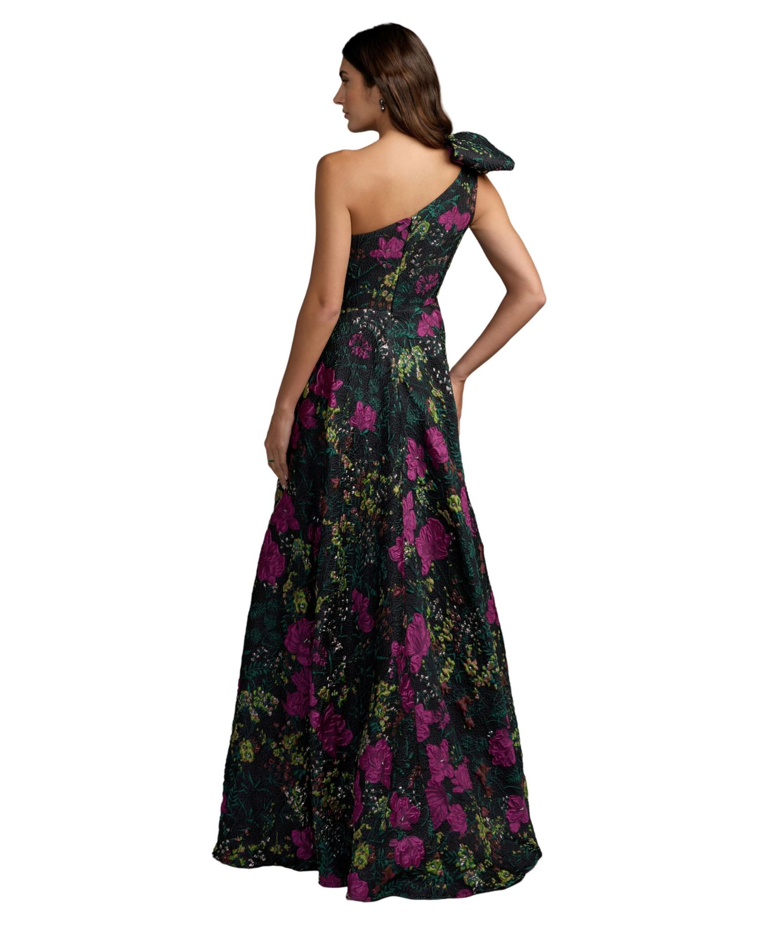 Women's Floral-Brocade One-Shoulder Ball Gown
