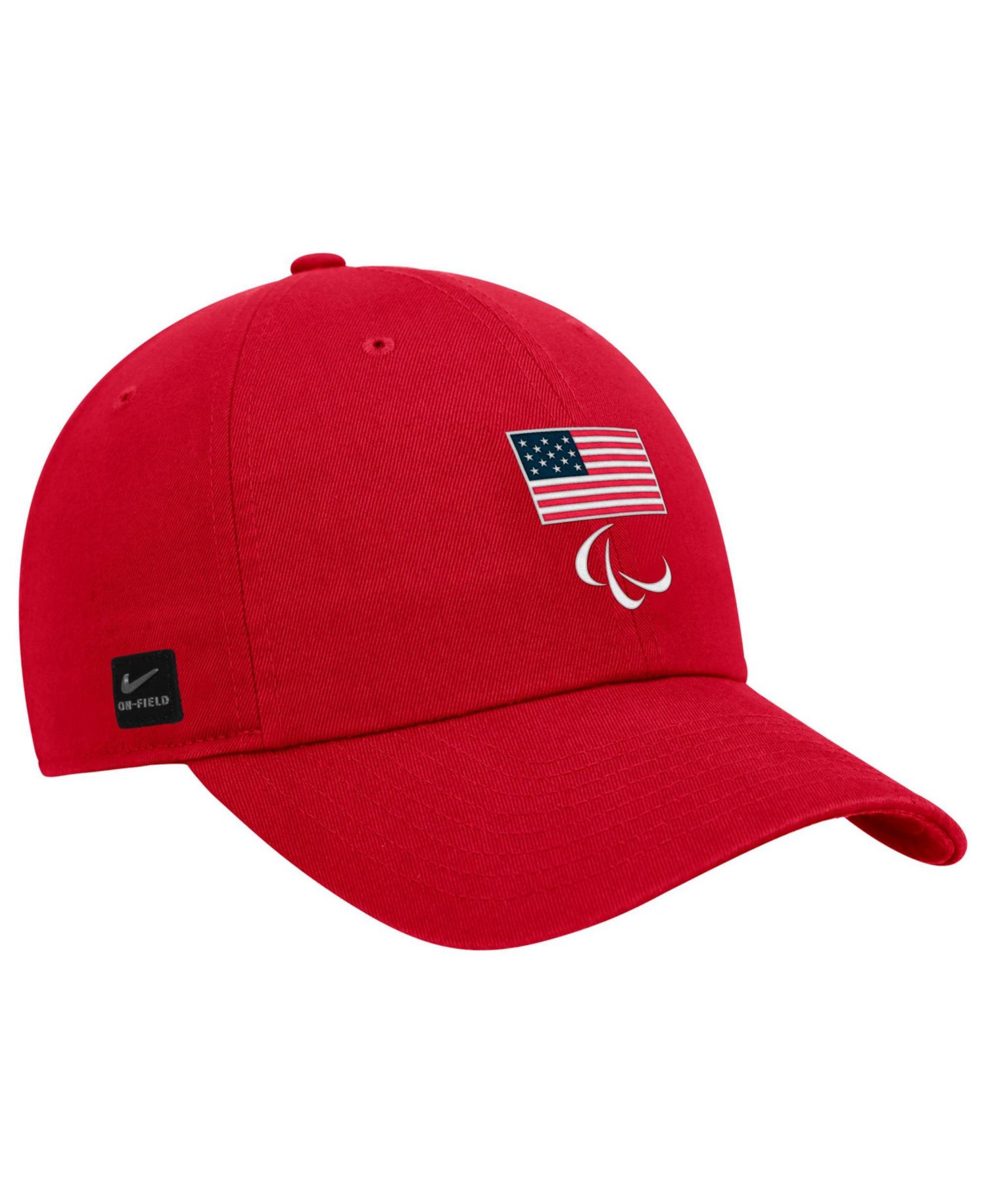 Big Boys and Girls Red U.S. Paralympics Crest Logo Club Adjustable Hat