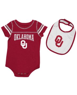 Baby Boys and Girls 2-Piece Crimson/White Oklahoma Sooners Chocolate Bodysuit and Bib