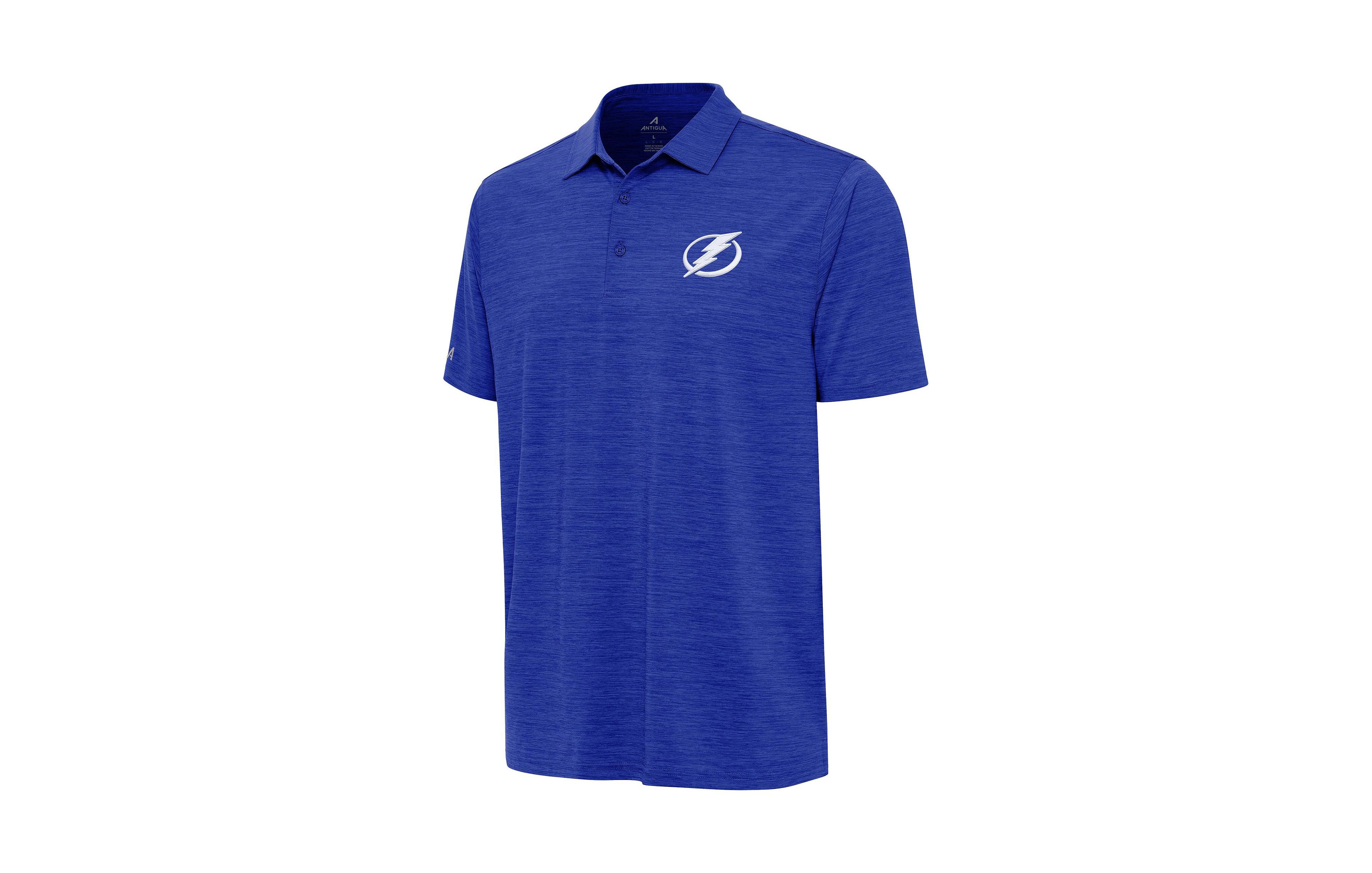 Antigua Men's Heather Blue Tampa Bay Lightning Layout Polo Shirt