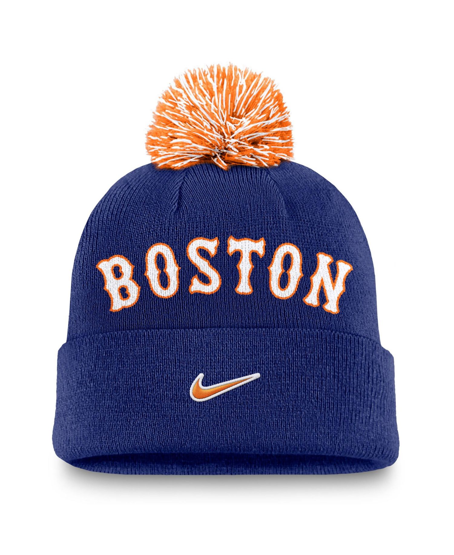 Men's Royal Boston Red Sox Peak Cuffed Knit Hat with Pom