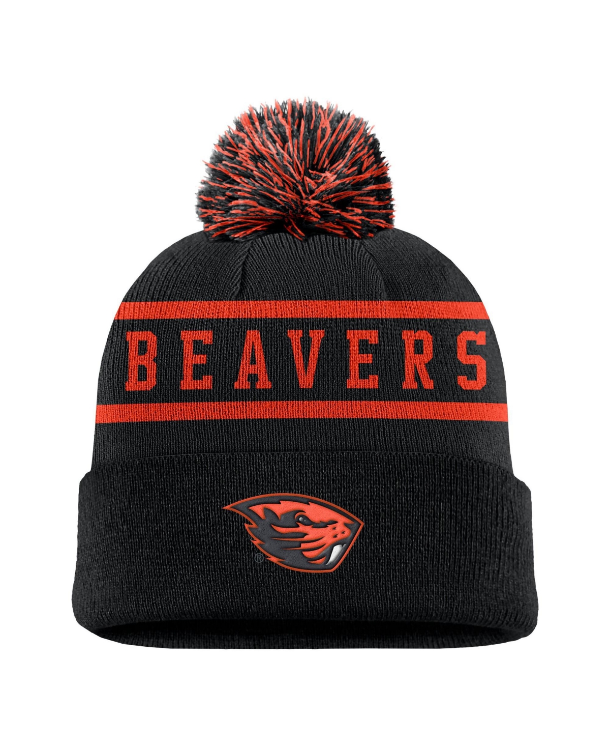Nike Men's Black Oregon State Beavers Peak Cuffed Pom with Knit Hat