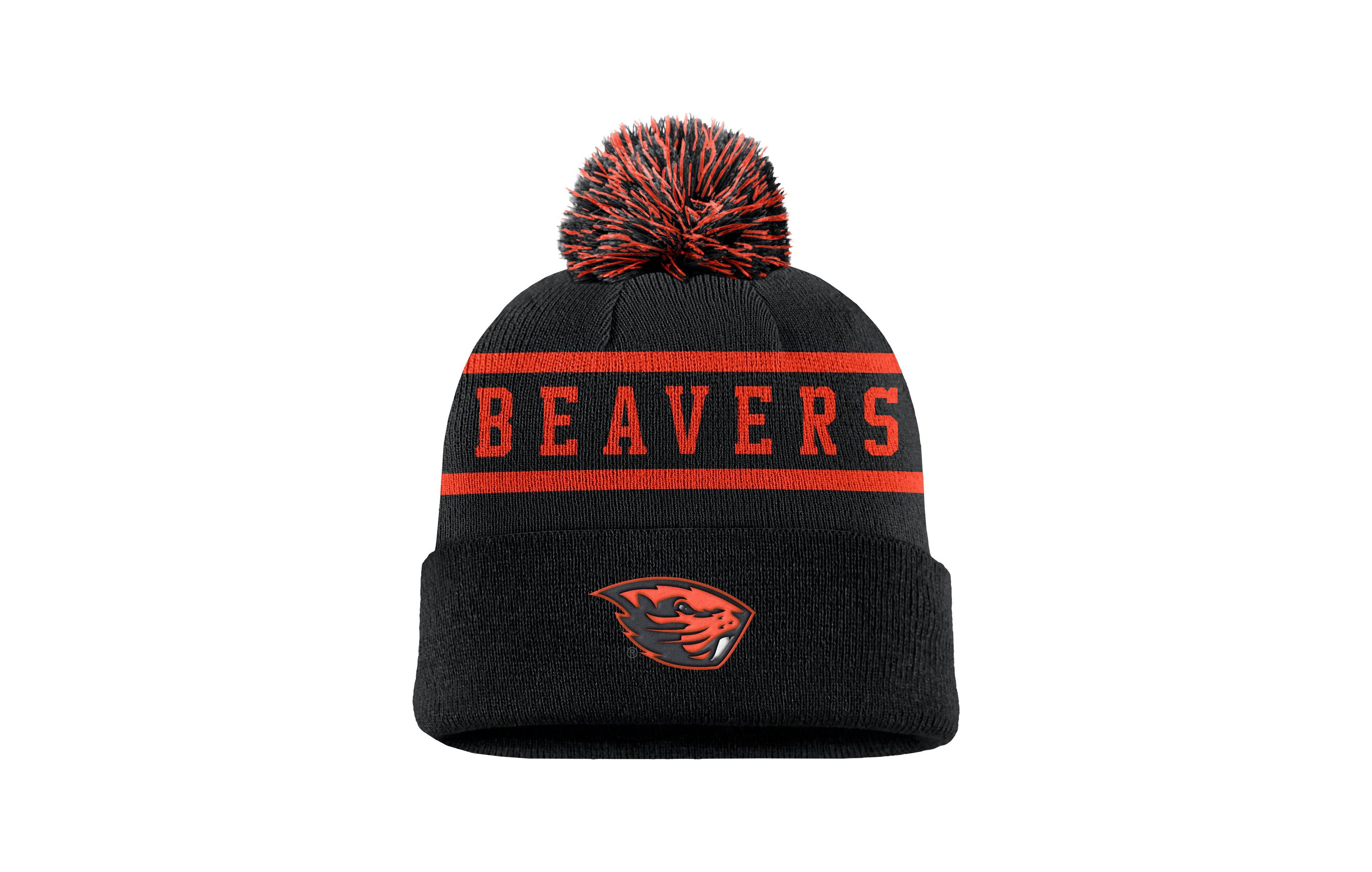 Nike Men's Black Oregon State Beavers Peak Cuffed Pom with Knit Hat
