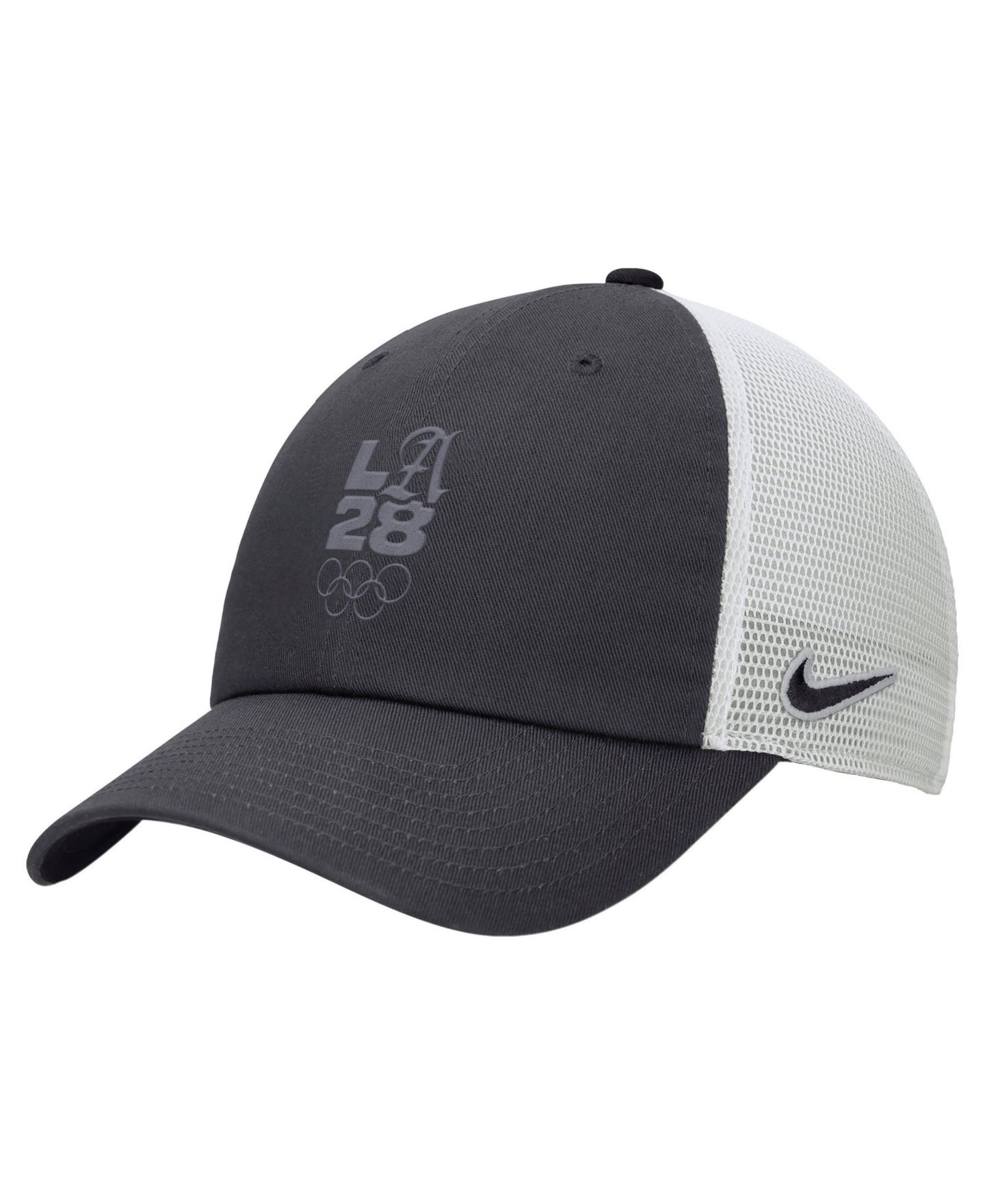 Мужская кепка Nike Anthracite/White LA28 Summer Olympics Club Trucker Adjustable Hat — фото 1