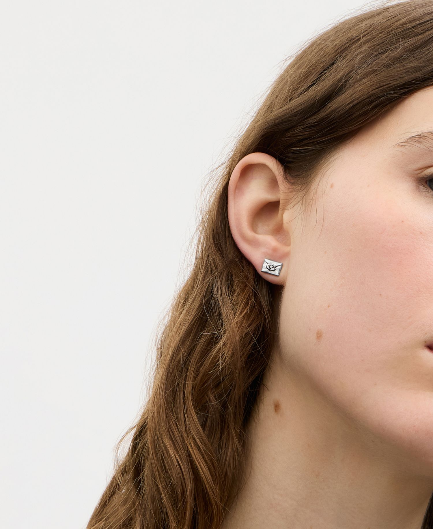 Silver Heritage Signature Envelope Stud Earrings