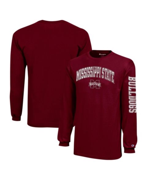 Детская футболка Champion Maroon Mississippi State Bulldogs Distressed Arch Over Logo Long Sleeve